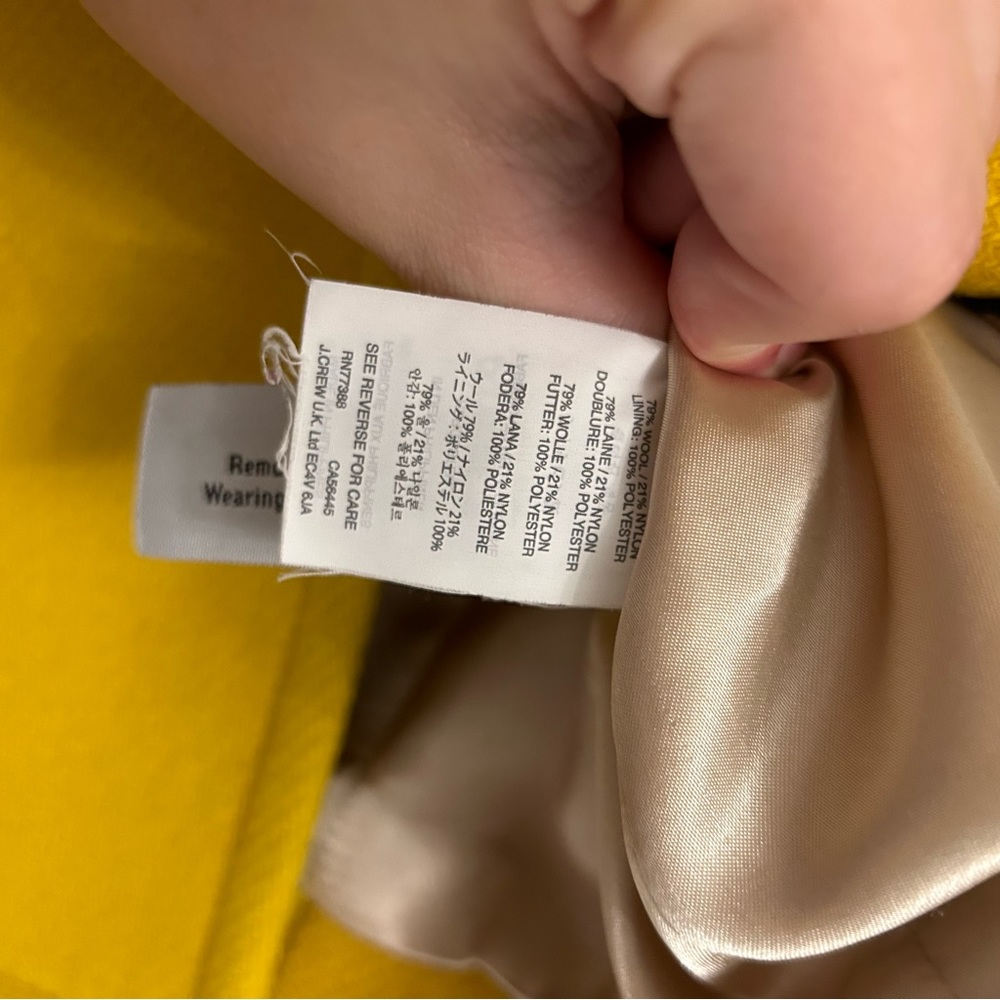 J.Crew Stadium Cloth Yellow Double Breasted Pea Coat - Picture 3 of 9